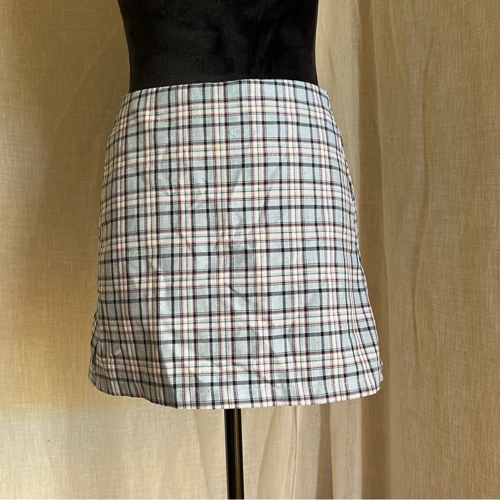 Light Blue Plaid Urban Outfitters Mini Skirt.